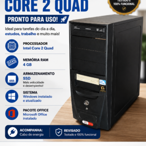 PC Computador Core 2 Quad | 4GB RAM | SSD